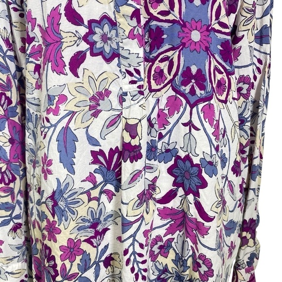 Old Navy Women's size Medium Purple Floral Hi/Lo Long Sleeve Popover Top Tunic - Picture 7 of 9